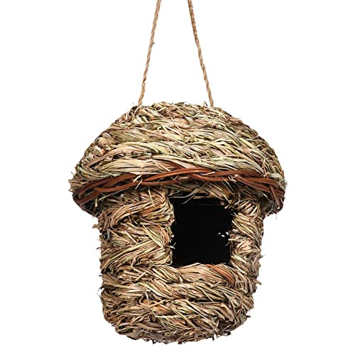 Handgewebtes Vogelnest aus Stroh, Papageien, Brutgras, Höhle, Gartenbedarf, Gras, Vögel, Ho Humming, B0g9, Nisthaus für Rasen, Vögel von GXFCAI