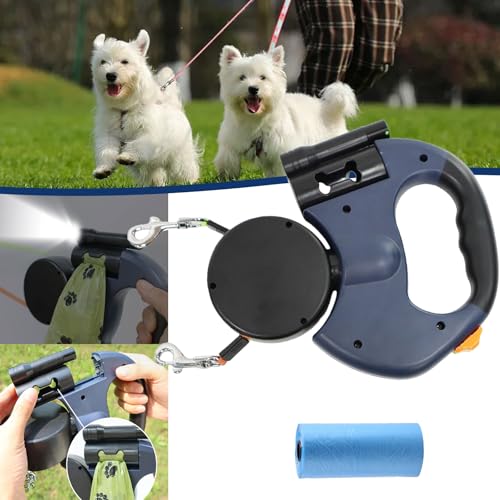 GXHNB Dual Retractable Dog Leash for Small Dogs, Tangle Free Dual Dog Leash, Dual Dog Leash with Tangle-Free Swivel, Two Dog Reflective Retractable Pet Leash (Blue) von GXHNB