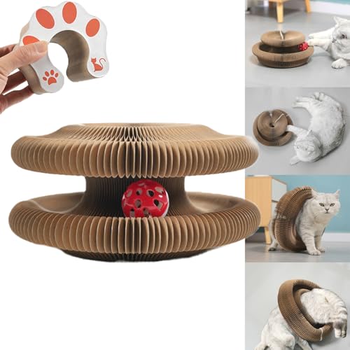 GXHNB Kitty Kurlz, Kitty Kurlz Cat Toy Expandable, Foldable Organ Cat Scratcher, Cat Accordion Toy with Bell Balls and Track Adventure (1PCS) von GXHNB