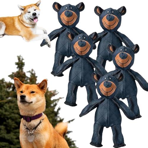 GXHNB Unbreakable Bear Dog Toy, Unbreaka-Bear, Indestructible Bear Dog Toy, Indestructible Bear, Unbreaka-Bear Dog Toy, Aggressive Chewers Indestructible Stuffed Plush Dog Squeaky Toy (5pcs) von GXHNB