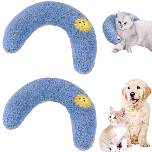 GXJIXF Calming Pillows for Dog, Ultra Soft Senior Cat Toys, Dog Calming Pillows, Cat Blankets for Indoor Cats to Providing Support of Pet Neck for Dogs and Cat (Blue*2) von GXJIXF