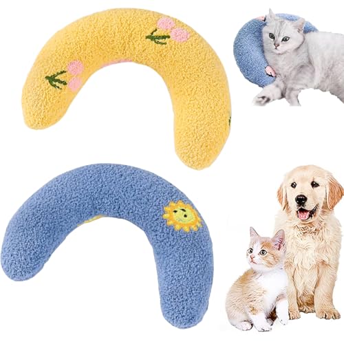 GXJIXF Calming Pillows for Dog, Ultra Soft Senior Cat Toys, Dog Calming Pillows, Cat Blankets for Indoor Cats to Providing Support of Pet Neck for Dogs and Cat (Blue+Yellow) von GXJIXF