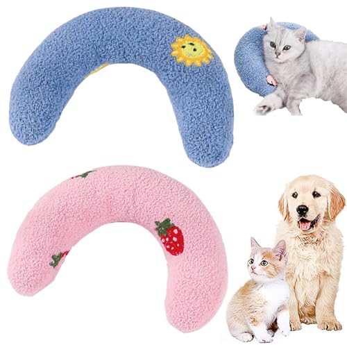 GXJIXF Calming Pillows for Dog, Ultra Soft Senior Cat Toys, Dog Calming Pillows, Cat Blankets for Indoor Cats to Providing Support of Pet Neck for Dogs and Cat (Pink+Blue) von GXJIXF