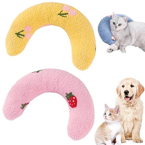 GXJIXF Calming Pillows for Dog, Ultra Soft Senior Cat Toys, Dog Calming Pillows, Cat Blankets for Indoor Cats to Providing Support of Pet Neck for Dogs and Cat (Pink+Yellow) von GXJIXF