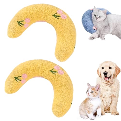 GXJIXF Calming Pillows for Dog, Ultra Soft Senior Cat Toys, Dog Calming Pillows, Cat Blankets for Indoor Cats to Providing Support of Pet Neck for Dogs and Cat (Yellow*2) von GXJIXF