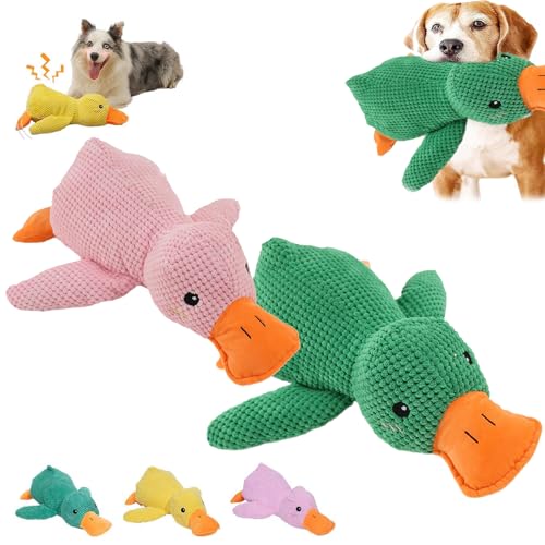 GXJIXF The Mellow Dog Calming Duck, Mellow Dog Calming Duck Dog Toy, Quack-Quack Duck Dog Toy Dog Calming (Green+Pink) von GXJIXF