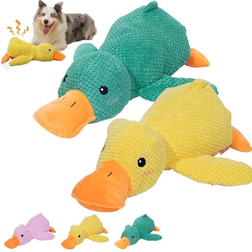 GXJIXF The Mellow Dog Calming Duck, Mellow Dog Calming Duck Dog Toy, Quack-Quack Duck Dog Toy Dog Calming (Green+Yellow) von GXJIXF