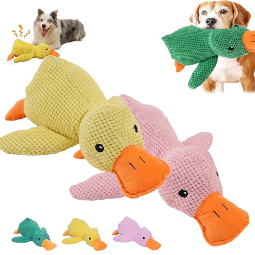 GXJIXF The Mellow Dog Calming Duck, Mellow Dog Calming Duck Dog Toy, Quack-Quack Duck Dog Toy Dog Calming (Pink+Yellow) von GXJIXF