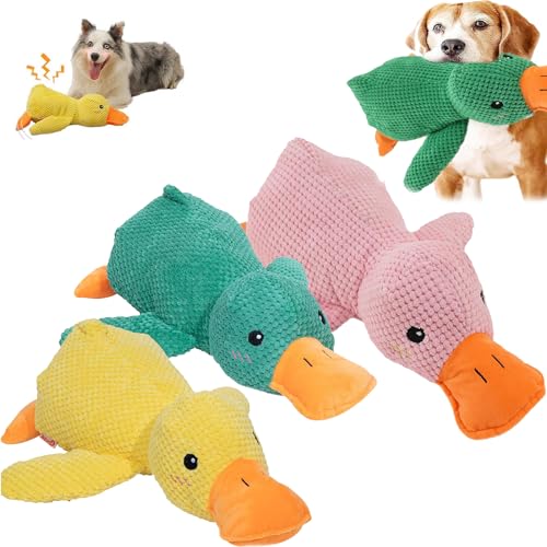 GXJIXF The Mellow Dog Calming Duck, Mellow Dog Calming Duck Dog Toy, Quack-Quack Duck Dog Toy Dog Calming (Pink+Yellow+Green) von GXJIXF