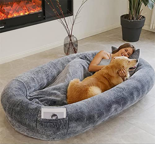 Hundebett Grosse Hunde 185x120x30cm Orthopädisches Hundebett Flauschig Hundebett für Menschen Hundekissen Hundebetten mit Hoher Rand Waschbar Hundematte Hundekörbchen Anti-Stress Hundesofa für Outdoor von GXSDYYDS