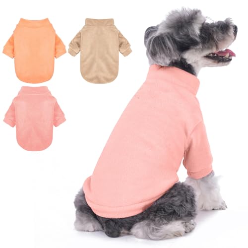 GYALAPERI Hundepullover, 3er-Pack, Hundepullover für kleine Hunde, Mädchen, Jungen, ultraweich, warm, Welpenbekleidung, Hundemantel für den Winter (Pfirsich + Hellkamel + Rosa, Größe M) von GYALAPERI