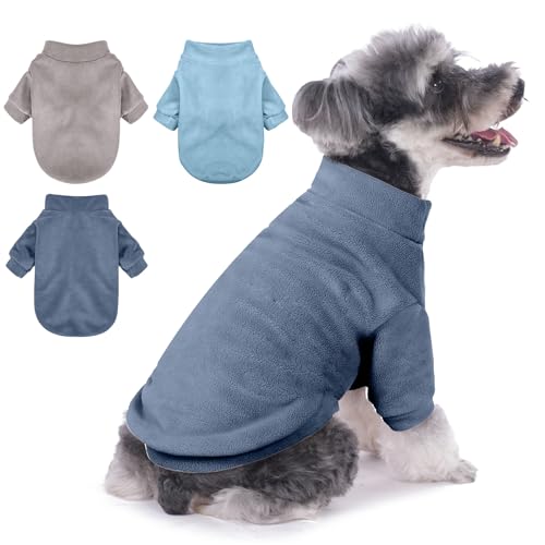 GYALAPERI Hundepullover, 3er-Pack, Hundepullover für kleine Hunde, Mädchen, Jungen, ultraweich, warm, Welpenkleidung, Hundemantel für den Winter (Grau + Azurblau + Marineblau, Größe L) von GYALAPERI