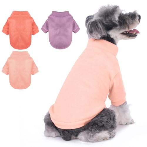 GYALAPERI Hundepullover, 3er-Pack, Hundepullover für kleine Hunde, Mädchen, Jungen, ultraweich, warm, Welpenkleidung, Hundemantel für den Winter (Rose + Hellrosa + Hellviolett, Größe L) von GYALAPERI