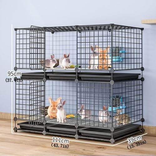 GYDUHYE Kaninchenkäfig – DIY Haustier-Laufstall für den Innenbereich, Kaninchen, Igel, Katze, Metallgehege mit Tür, geeignet für kleine Haustiere – exklusiv von Amazon (Größe: 111 cm L x 39 cm B x 95 von GYDUHYE