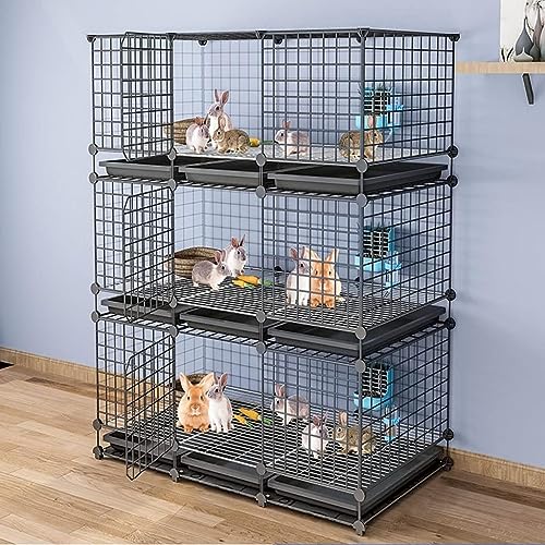 GYDUHYE Kaninchenkäfig – DIY Haustier-Laufstall für den Innenbereich, Kaninchen, Igel, Katze, Metallgehege mit Tür, geeignet für kleine Haustiere – exklusiv von Amazon (Größe: 111 cm L x 39 cm B x 142 von GYDUHYE