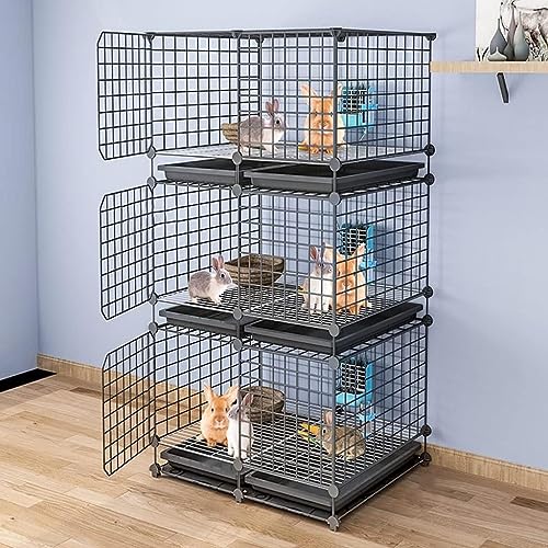 GYDUHYE Kaninchenkäfig – DIY Haustier-Laufstall für den Innenbereich, Kaninchen, Igel, Katze, Metallgehege mit Tür, geeignet für kleine Haustiere – exklusiv von Amazon (Größe: 75 cm L x 39 cm B x 142 von GYDUHYE