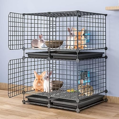 GYDUHYE Kaninchenkäfig – DIY Haustier-Laufstall für den Innenbereich, Kaninchen, Igel, Katze, Metallgehege mit Tür, geeignet für kleine Haustiere – exklusiv von Amazon (Größe: 75 cm L x 39 cm B x 95 von GYDUHYE