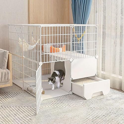 Katzenkäfige – Indoor-Katzenkäfig, Katzenlaufstall, Katzengehege für Balkon, abnehmbarer Metalldraht, für den Innenbereich, Heimwerker, Käfig, Frettchenkäfig, Meerschweinchenkäfig, Katzenkäfig – für von GYDUHYE