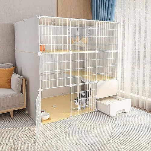 Katzenkäfige – Indoor-Katzenkäfig, Katzenlaufstall, Katzengehege für Balkon, abnehmbarer Metalldraht, für den Innenbereich, Heimwerker, Käfig, Frettchenkäfig, Meerschweinchenkäfig, Katzenkäfig – für von GYDUHYE