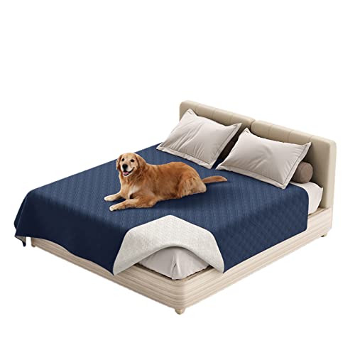 GYHH 100% wasserdichte Sofabezüge Schonbezug Für Hunde Hundebettdecke Haustierdecke Für Möbel, Bett, Couch, Sofa, Wendbar, Leicht (52x82in | 132 * 208cm,Navy) von GYHH