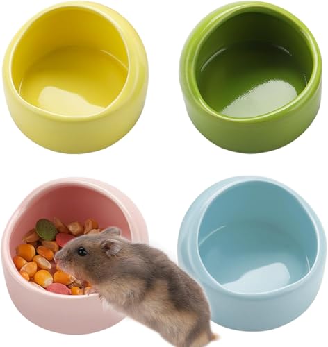 4 kleine Hamster-Futternäpfe aus Keramik, Meerschweinchen, kein Verschütten, Futter- und Wassernapf für Hamster, Kleintier-Futternapf für Chinchilla, Igel, Hamster, Rennmäuse (6,3 x 4,5 cm) von GYJZZW