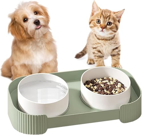 Erhöhte Katzennäpfe aus Keramik, um 16 ° geneigt, erhöhter Ständer mit Futter- und Wassernäpfen-Set für Katzen und Hunde, auslaufsicher und verhindert Erbrechen, Haustier-Futterstation Erhöhte Katzennäpfe aus Keramik, um 16 ° geneigt, erhöhter Ständer mit Futter- und Wassernäpfen-Set für Katzen und Hunde, auslaufsicher und verhindert Erbrechen, Haustier-Futterstation von GYJZZW