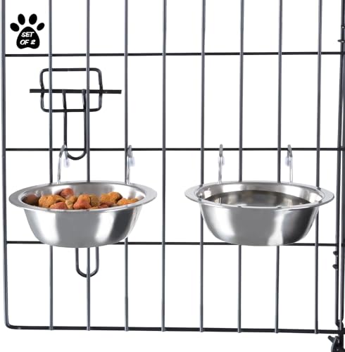 Hundenäpfe aus Edelstahl, 2 Stück, Käfig, Zwinger und Kiste, Hundenäpfe zum Aufhängen für Futter und Wasser, spülmaschinenfest (S) von GYJZZW