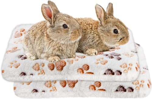 Meerschweinchen-Bettmatte, waschbar, Kaninchen-Winterbettunterlage für drinnen, warme Kleintier-Bettmatratzen, Fleece-Schlafmatte für Kaninchen, Ratten, Igel, Chinchilla (Pfote, groß), 2 Stück von GYJZZW
