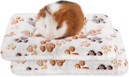 Meerschweinchen-Bettmatte, waschbar, Kaninchen-Winterbettunterlage für drinnen, warme Kleintier-Bettmatratzen, Fleece-Schlafmatte für Kaninchen, Ratten, Igel, Chinchilla (Pfote, mittelgroß), 2 Stück von GYJZZW