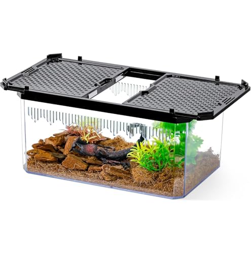 Transparentes Reptilien- und Insektengehege, Terrarium mit magnetischer Tür, hervorragende Belüftung, einfache Reinigung und starke, langlebige Konstruktion für Gecko, Vogelspinne, Einsiedlerkrebse, von GYJZZW