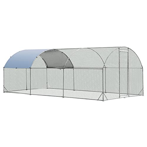 GYMAX Hühnerstall 5,7x2,8x2m, Freilaufgehege mit wasserdichter Abdeckung, Freigehege, verzinktem Kaninchenhabitat, Kleintierstall für Hühner & Geflügel, Entenstall, Hühnerkäfig für Garten & Bauernhof von GYMAX