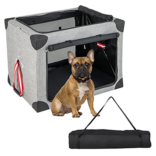 GYMAX Hundebox, tragbare & Faltbare Hundetransportbox 65/80/93 cm, Haustiertransportbox mit Tragetasche & Abnehmbarer Unterlage, Transporttasche für Haustiere, Hunde & Katzen (L) von GYMAX