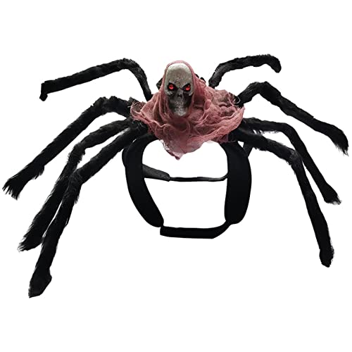 GYOUZA Halloween Spinne Haustier Kostüm Schwarze Haustier Spinne Kleidung Haustier Halloween Kostü für kleine Hunde Katze Dekoration Horror Simulation Plüsch Spinne Kostüme mit Skelett Pisole von GYOUZA