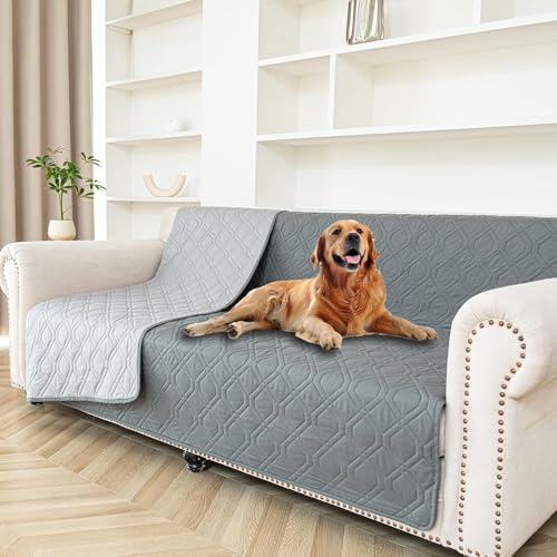 GYURO 100 % wasserdichte Hundedecke für Bett, Hundedecken, waschbar, weich, wendbar, Welpendecken, kratzfest, schmutzig, für Bett, Sofa, Möbel (Hell- und Dunkelgrau, 137 x 208 cm) von GYURO