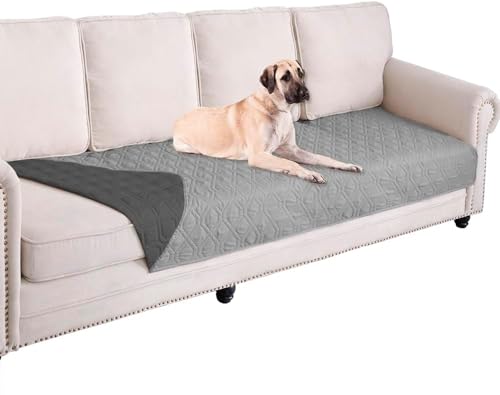 GYURO 100 % wasserdichte Hundedecke für Bett, Hundedecken, waschbar, weich, wendbar, Welpendecken, kratzfest, schmutzig, für Bett, Sofa, Möbel (Hell- und Dunkelgrau, 97 x 190 cm) von GYURO