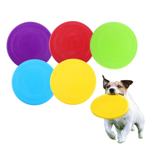 GYWHOOFT 17,5 cm Gummifrisbee, 5 Stück Frisbee Hundespielzeug aus weichem Naturkautschuk, interaktiver Spaß im Freien von GYWHOOFT