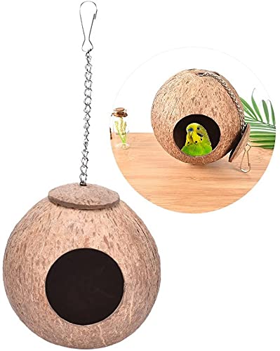 Vogelnest aus natürlicher Kokosnussschale für Papageien, Kanarienvögel, Taubenkäfig, Hamster, Ratten, Rennmäuse, Futterstation von GYYJW