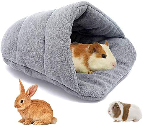 Weiches warmes Meerschweinchenbett, Kaninchenbett, Hamsterbett, Schlafsack, dickes Fleece, kleines Haustiernest, gemütliches Versteck für Chinchilla, Igel, Frettchen, Kaninchen (38 x 28 cm, grau) von GYYJW