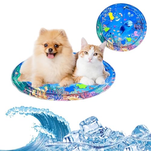 GYZGirlover Sensorische Wassermatte für Katzen, Aufblasbare Wasserspielmatte Für Katzen, kühlmatte Katze, Cat Water Play Mat in Summer, Interaktives Katzenspielzeug, Wassermatte für Katzen, Hunde (B) von GYZGirlover