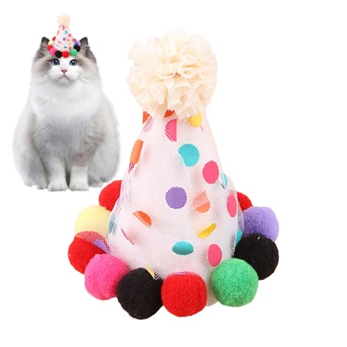 Haustier-Partyhüte, Haustier-Geburtstagshut - Niedliche Welpenmütze - Bunte, verstellbare Haustier-Kopfbedeckung, niedliche Haustier-Punkt-Spitzenmütze für Hunde- und Katzenpartys, Geburtstagsfeiern von GZBMEZS