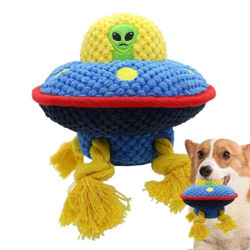 Quietschspielzeug für Hunde, Plüsch-Hundespielzeug | Welpenspielzeug in UFO-Form | Kreatives, langlebiges, reißfestes, schönes Plüschhunde-Quietschspielzeug für kleine, mittelgroße Hundewelpen von GZBMEZS