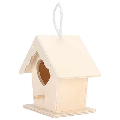 Vogelhaus aus Holz, Vogelhaus ohne Rinde Praktisch und schön für Vogelliebhaber oder Naturliebhaber für den Garten für Zuhause für kleine Vögel(Herzförmiges Gürtelseil Nr. 1) von GZD