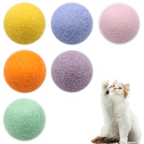 6 Stück 30mm Filzbälle für Katzenspielzeug,Filzbälle Katzen Spielsachen aus 100% Wolle,Katzenbälle aus Filz,Interaktives Katzenspielzeug,Interaktives Spielzeug für Katzen Indoor,Cat Toy Ball-Bunt von GZQINGYONG