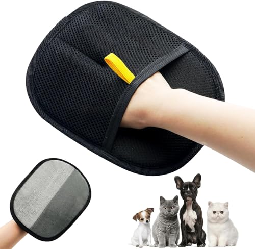 GZWY Doppelseitiger Pflegehandschuh für Haustier, Tierhaarentfernungshandschuhe für Hund & Katze, wiederverwendbarer Haustier Grooming Handschuhe zum Waschen, Entfilzen, Pflegen (1pcs) von GZWY