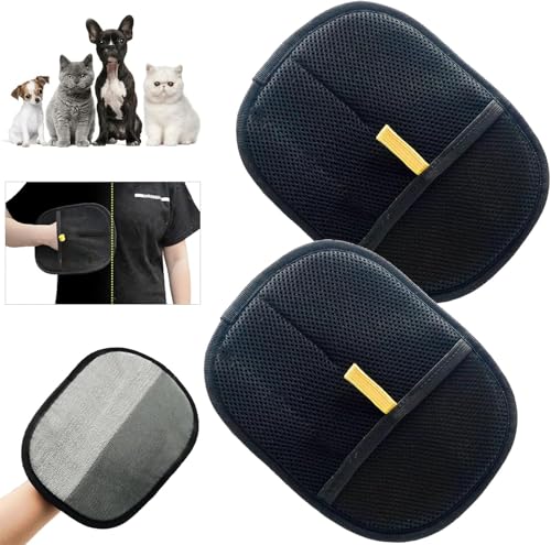 GZWY Doppelseitiger Pflegehandschuh für Haustier, Tierhaarentfernungshandschuhe für Hund & Katze, wiederverwendbarer Haustier Grooming Handschuhe zum Waschen, Entfilzen, Pflegen (2pcs) von GZWY