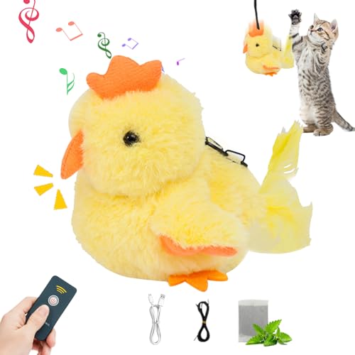 Katzenspielzeug Vogel, Interaktives Katzenspielzeug Selbstbeschäftigung Simulierter Zwitschernder,Flappy Bird Cat Toy,Fliegender Vogel Katzenspielzeug mit Fernbedienung und Katzenminze für Katzen (B) von GZWY