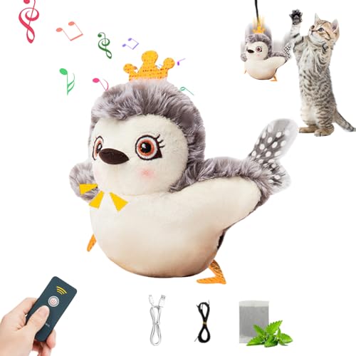 Katzenspielzeug Vogel, Interaktives Katzenspielzeug Selbstbeschäftigung Simulierter Zwitschernder,Flappy Bird Cat Toy,Fliegender Vogel Katzenspielzeug mit Fernbedienung und Katzenminze für Katzen (A) von GZWY