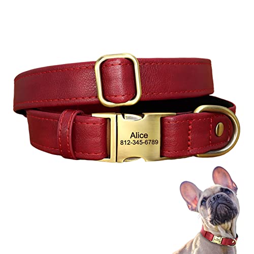 Personalisiertes Hundehalsband aus Leder, mit graviertem Namensschild, mit Hundename und Telefonnummer,Persönlichen ID Halsband für Hunde,Für kleine und mittelgroße und große Hunde geeignet von GZYZXP