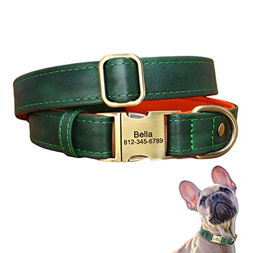 Personalisiertes Hundehalsband aus Leder, mit graviertem Namensschild, mit Hundename und Telefonnummer,Persönlichen ID Halsband für Hunde,Für kleine und mittelgroße und große Hunde geeignet von GZYZXP