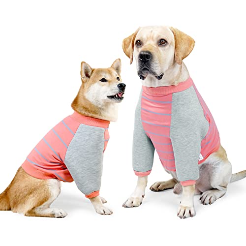 Anti-Leck-Hunde-Shirt, langärmeliges T-Shirt für Haustiere, Hunde-Shirt nach Operationen, verhindert Kratzen, Hoodie für Hunde, Orangegrau, Größe M von GabeFish